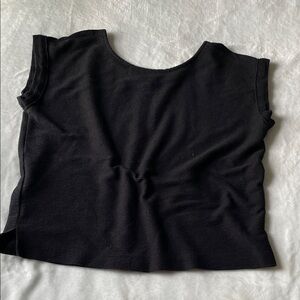 LOFT Black Ribbed Top with Buttons Down the Back